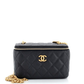 Chanel Sweet Heart Vanity Case with Chain Quilted Caviar Small