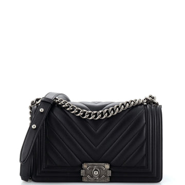 Chanel Boy Flap Bag Chevron Calfskin Old Medium