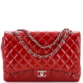 Chanel Classic Double Flap Bag Quilted Patent Maxi