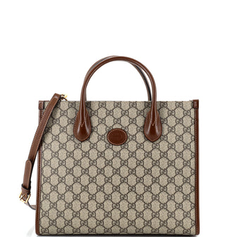 Gucci Structured Top Handle Open Tote GG Coated Canvas Small