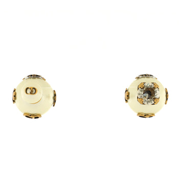 Christian Dior Multi Charm Tribales Stud Earrings Metal and Faux Pearls with Crystal