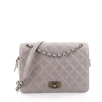 Chanel CC Hidden Zip Full Flap Bag Quilted Aged Calfskin 2512001