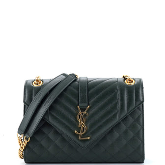 Saint Laurent Classic Monogram Envelope Satchel Mixed Matelasse Leather Medium