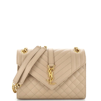 Saint Laurent Classic Monogram Envelope Satchel Mixed Matelasse Leather Medium