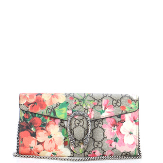 Gucci Dionysus Chain Wallet Blooms Print GG Coated Canvas Long