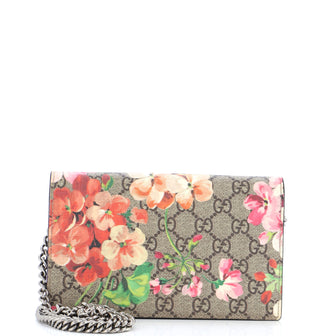 Gucci Chain Wallet Blooms Print GG Coated Canvas