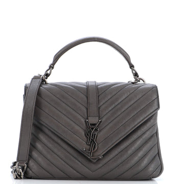 Saint Laurent Classic Monogram College Bag Matelasse Chevron Leather Medium