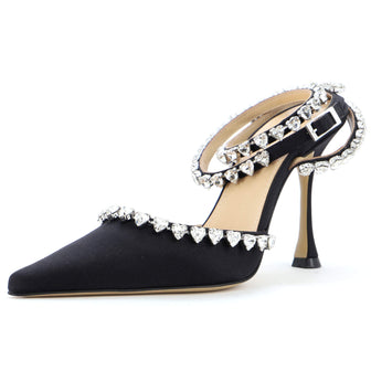 Mach & Mach Women's Audrey Ankle Strap Pumps Satin 100