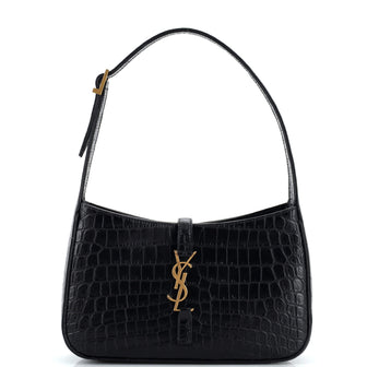 Saint Laurent Le 5 a 7 Hobo Crocodile Embossed Leather Small