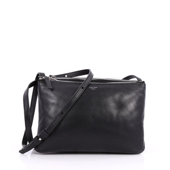 Celine Trio Crossbody Bag Leather Small Black 2514001