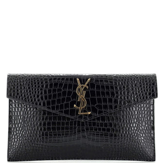 Saint Laurent Uptown Pouch Crocodile Embossed Leather