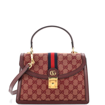 Gucci Ophidia Flap Top Handle Bag GG Coated Canvas Small