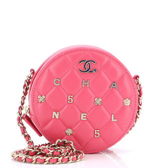 Chanel Lucky Charms Round Clutch With Chain Quilted Lambskin Mini