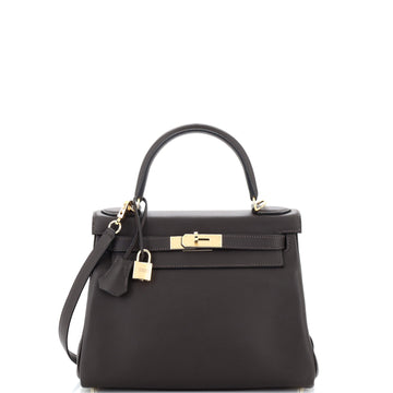 Hermes Kelly Handbag Bicolor Swift with Permabrass Hardware 28