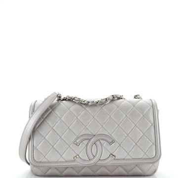 Chanel Filigree Flap Bag Quilted Caviar Medium