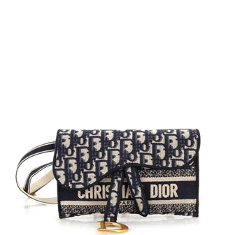 Christian Dior Saddle Slim Belt Pouch Logo Embroidered Oblique Canvas