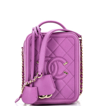 Chanel Filigree Vertical Vanity Case Quilted Caviar