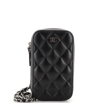 Chanel Zip Around Phone Case with Chain Quilted Lambskin