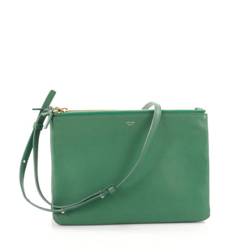 Celine Trio Crossbody Bag Leather Large Green 2514701