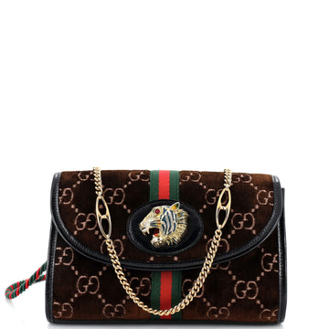 Gucci Rajah Web Chain Shoulder Bag GG Velvet Small