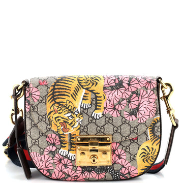 Gucci Padlock Saddle Shoulder Bag Bengal Print GG Coated Canvas Medium