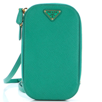 Prada Zip Phone Holder Crossbody Bag Saffiano Leather