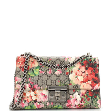 Gucci Padlock Shoulder Bag Blooms Print GG Coated Canvas Medium