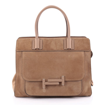 Tod's Double T Satchel Bag Suede Small Brown 2515401