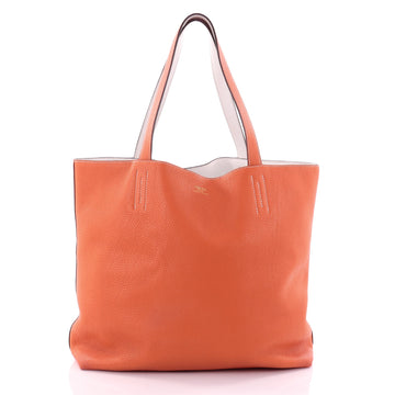 Hermes Double Sens Tote Clemence 45 White 2515903