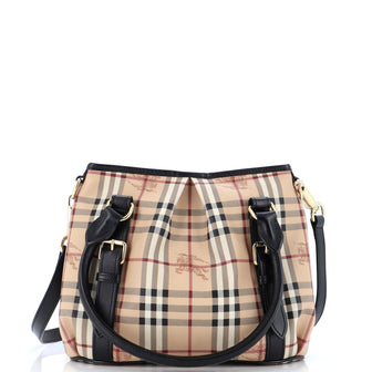 Burberry Northfield Convertible Tote Haymarket Coated Canvas Small