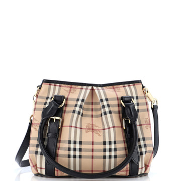 Burberry Northfield Convertible Tote Haymarket Coated Canvas Small