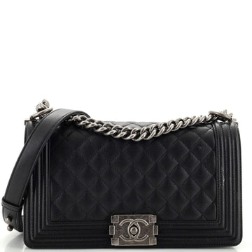 Chanel Boy Flap Bag Quilted Caviar Old Medium
