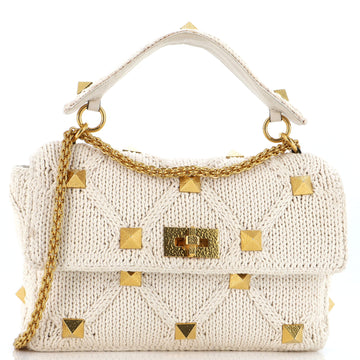 Valentino Garavani Roman Stud Flap Bag Quilted Knit Large