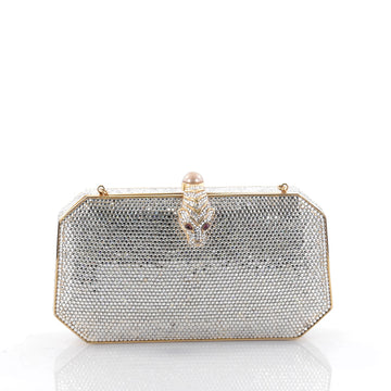 Judith Leiber Snakehead Minaudiere Box Clutch Crystal 2516701