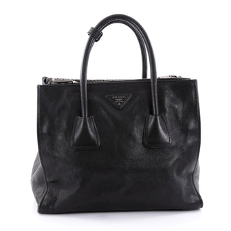 Prada Twin Pocket Tote Glace Calf Medium Black 2516902
