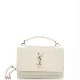 Saint Laurent Sunset Chain Wallet Crocodile Embossed Leather