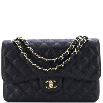 Chanel Classic Double Flap Bag Quilted Caviar Jumbo