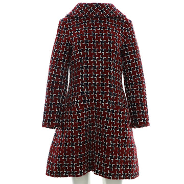 Chanel Women's Stand Collar Long Sleeve Midi Dress Tweed