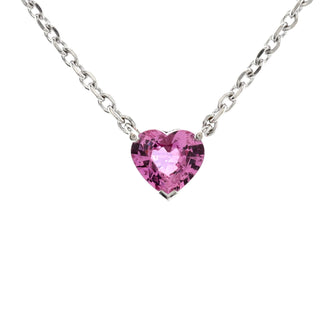 Cartier Heart Pendant Necklace 18K White Gold with Pink Sapphire