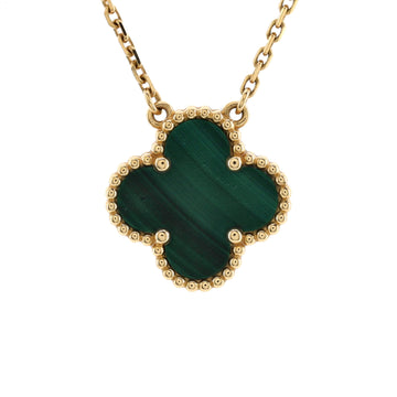 Van Cleef & Arpels Vintage Alhambra Pendant Necklace 18K Yellow Gold and Malachite
