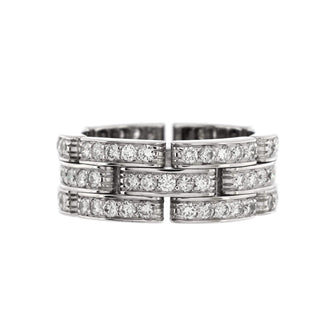 Cartier Maillon Panthere 3 Paved Row Band Ring 18K White Gold with Diamonds