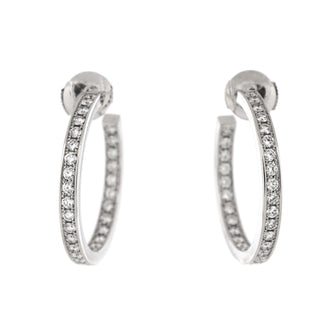 Cartier Inside Out Hoop Earrings 18K White Gold and Diamonds Small