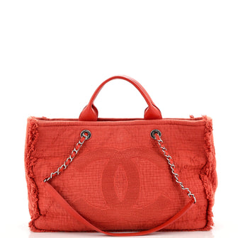 Chanel Double Face Deauville Tote Fringe Quilted Canvas Medium