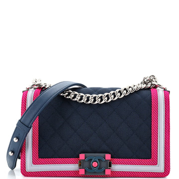 Chanel Fluo Boy Flap Bag Quilted Canvas Old Medium