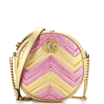 Gucci GG Marmont Round Shoulder Bag Matelasse Leather Mini