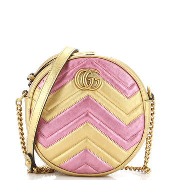 Gucci GG Marmont Round Shoulder Bag Matelasse Leather Mini