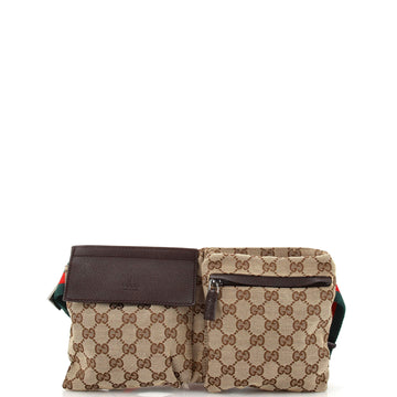 Gucci Vintage Double Belt Bag GG Canvas