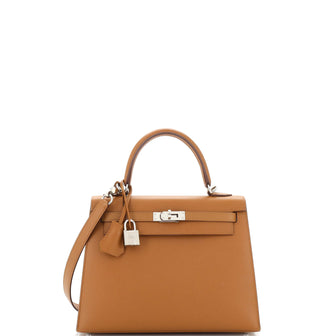 Hermes Kelly Handbag Verso Epsom with Palladium Hardware 25