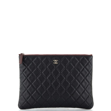 Chanel O Case Clutch Quilted Caviar Medium