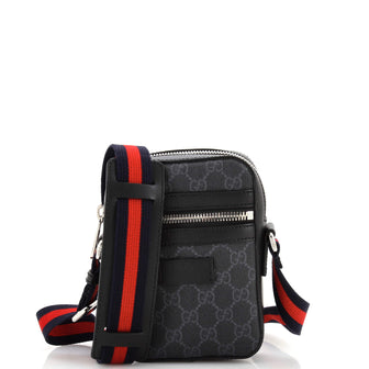 Gucci Web Strap Front Zip Messenger Bag GG Coated Canvas Mini